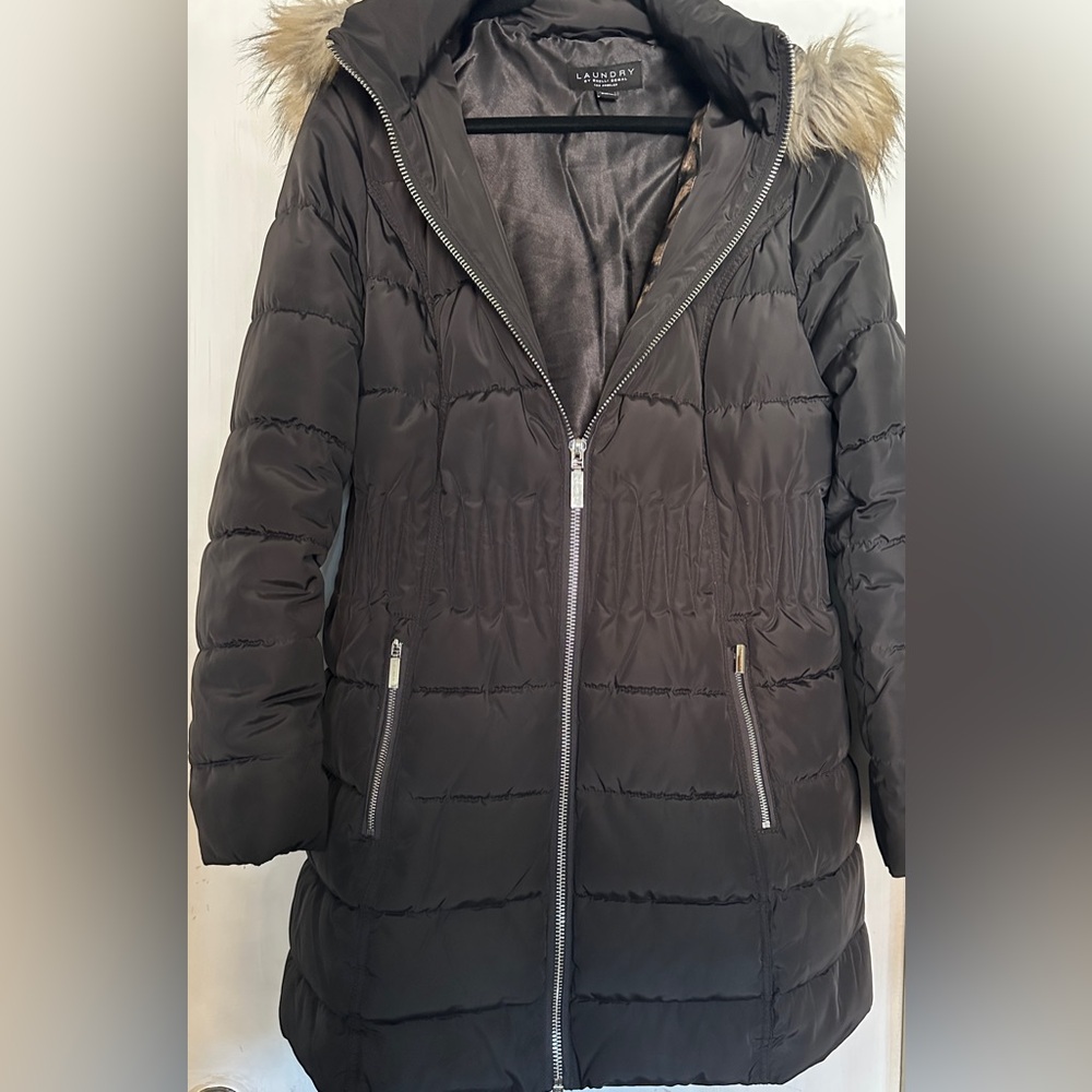 Laundry by Shelli Segal Women's Puffer Coat with Faux Fur Hood